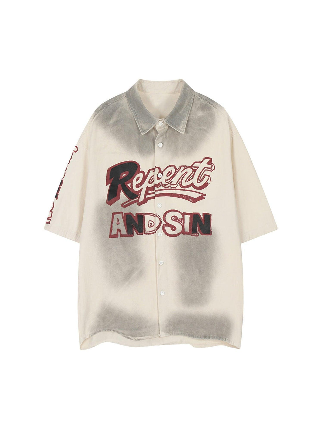 Makersluxe Retro Spray Paint Letter Print Shirt
