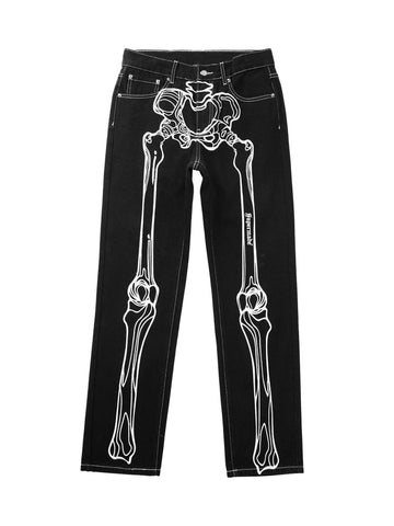 Makersluxe Hip Hop Bones Embroidered Jeans - 1859