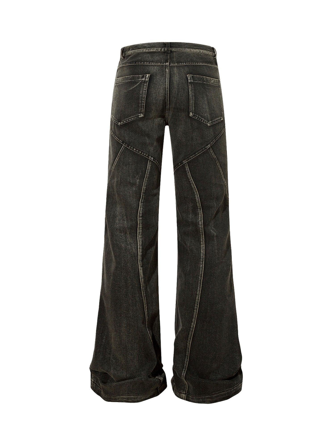 Makersluxe Washed Split Design Hip-Hop Horn Jeans - 2138