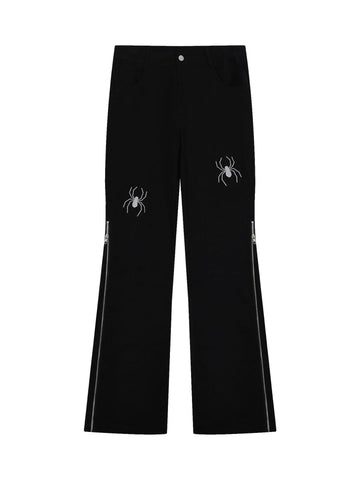 Makersluxe Street Spider Printed Zipper Casual Pants