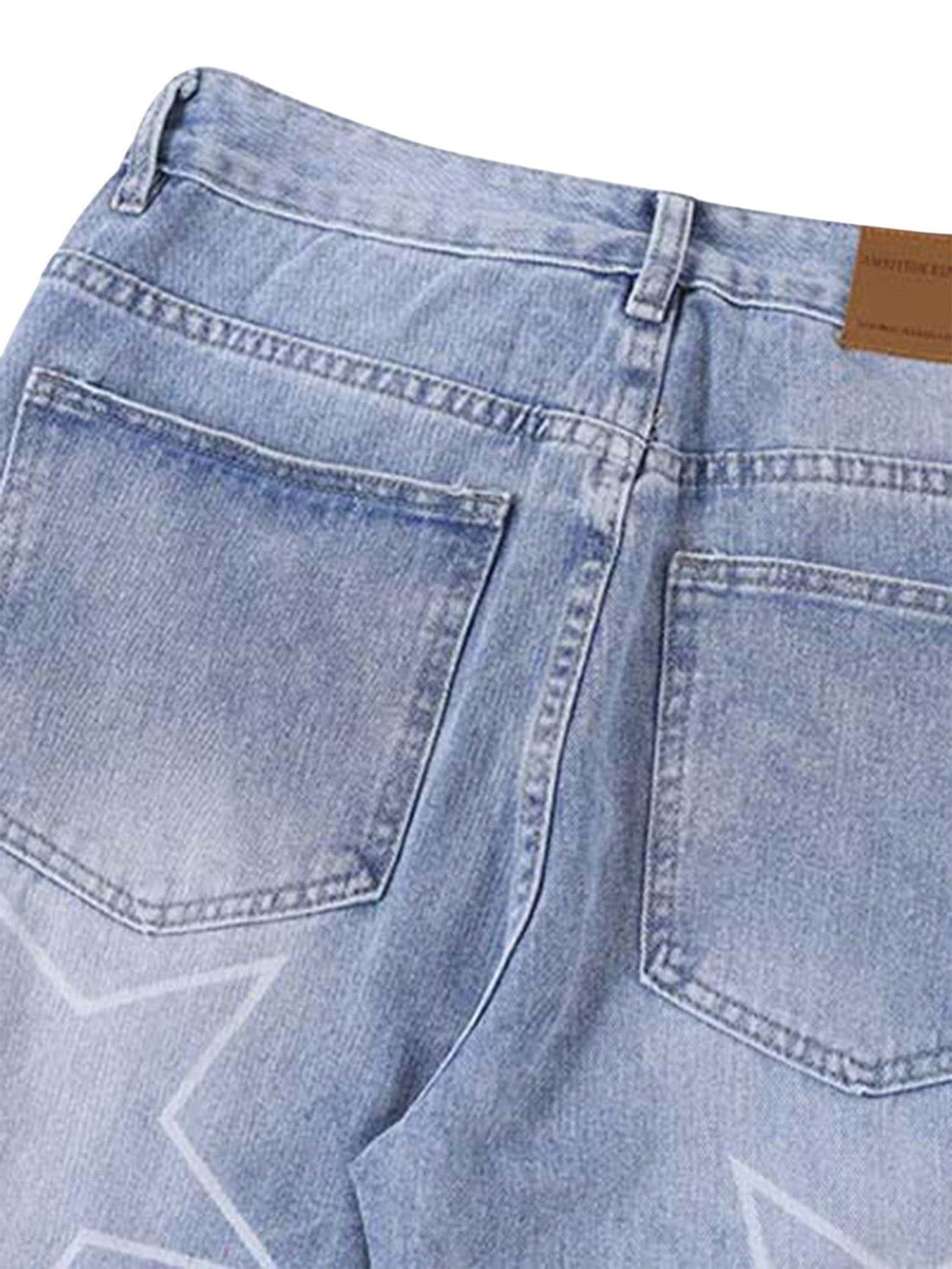 Makersluxe Star Print Ripped Jeans - 1741