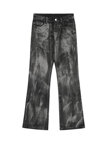 Makersluxe Heavy Washed Ink Splash Graffiti Hip-Hop Jeans