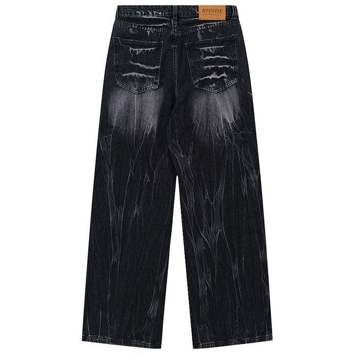 Makersluxe® Black Washed Wide Leg Jeans