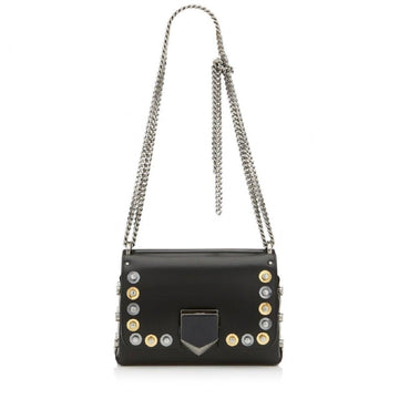Jimmy Choo Lockett Petite Black Leather Gold Silver Studs