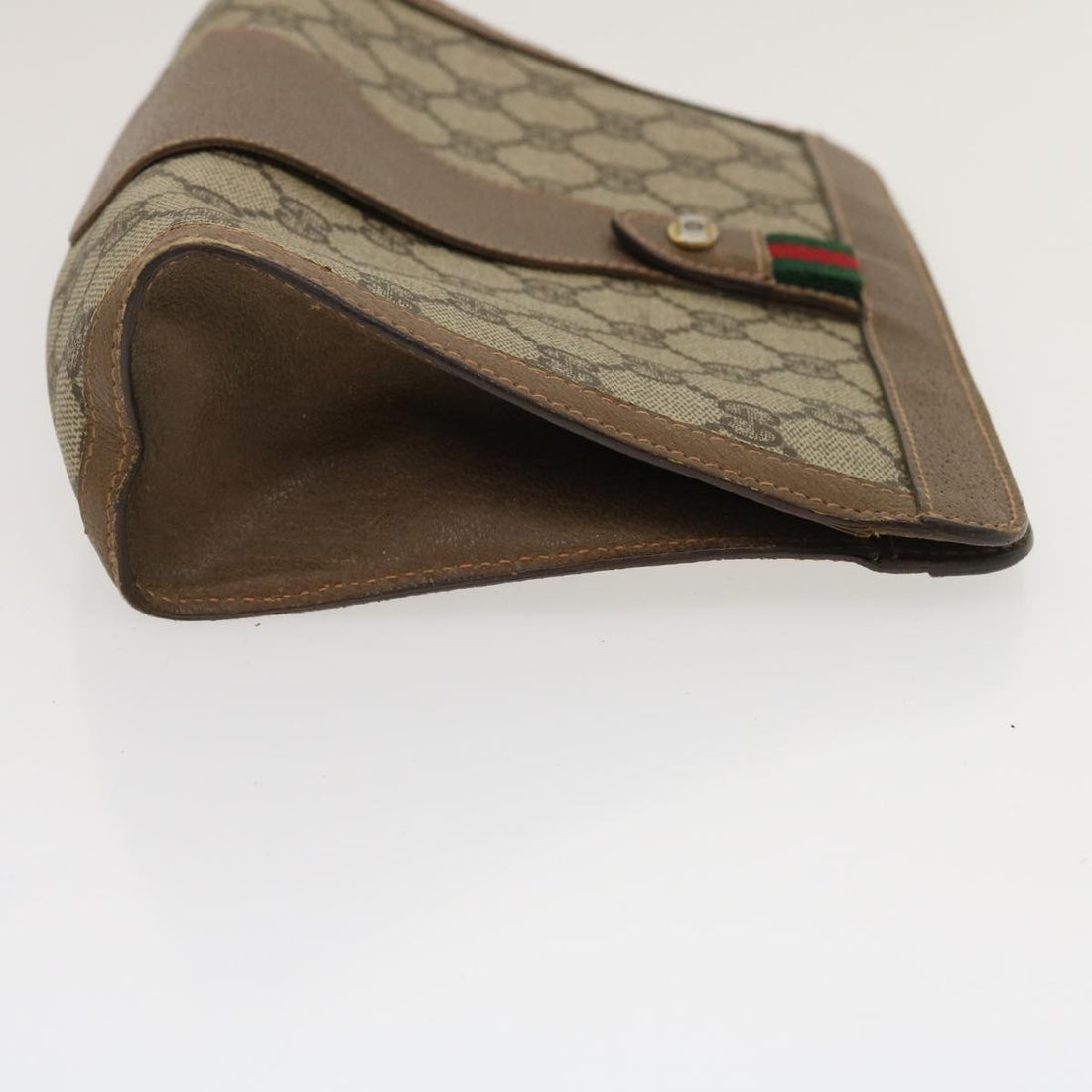 GUCCI GG Canvas Web Sherry Line Clutch Bag Beige Red Green ai603