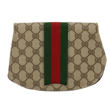 GUCCI Web Sherry Line GG Canvas Pouch Red Green Brown jk1495