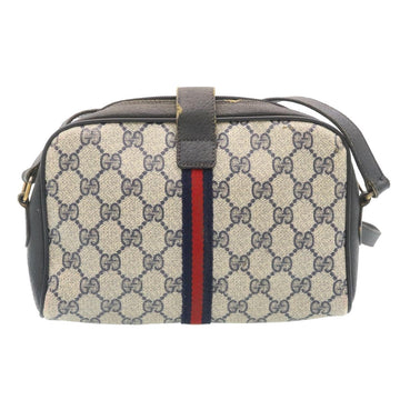 GUCCI Sherry Line GG Canvas Shoulder Bag PVC Leather Navy Red ai591