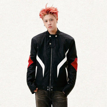 Vanguard Color-Block Leather Jacket