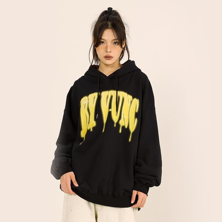 Loose Printed Washed Hoodie