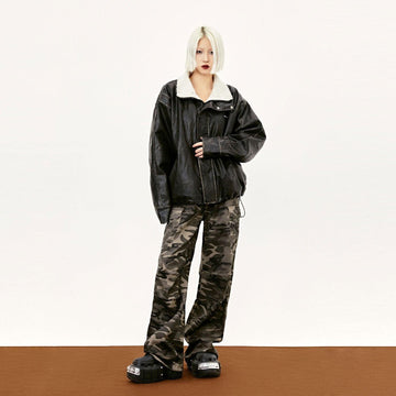 Vintage Washed PU Leather Jacket