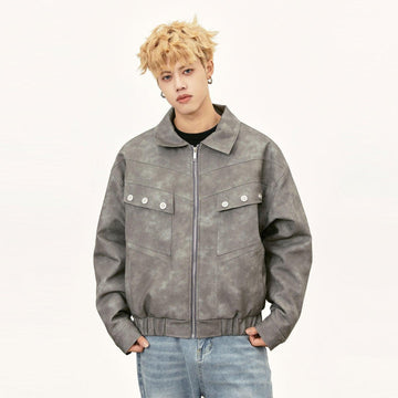 Y2k Loose Stitching Leather Jacket
