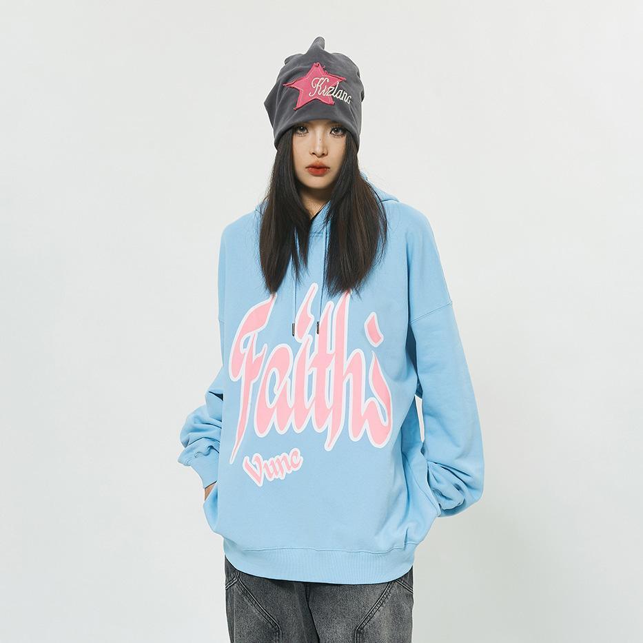 "Faith's" Letter Print Loose Hoodie