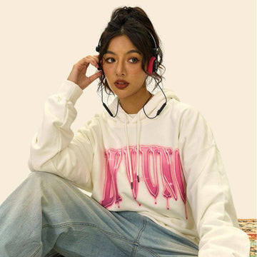 Loose Printed Washed Hoodie