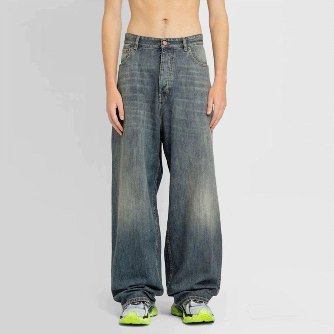 Vintage Wide-Leg Distressed Jeans