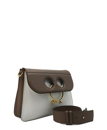 Medium Pierce Bag Brown, White