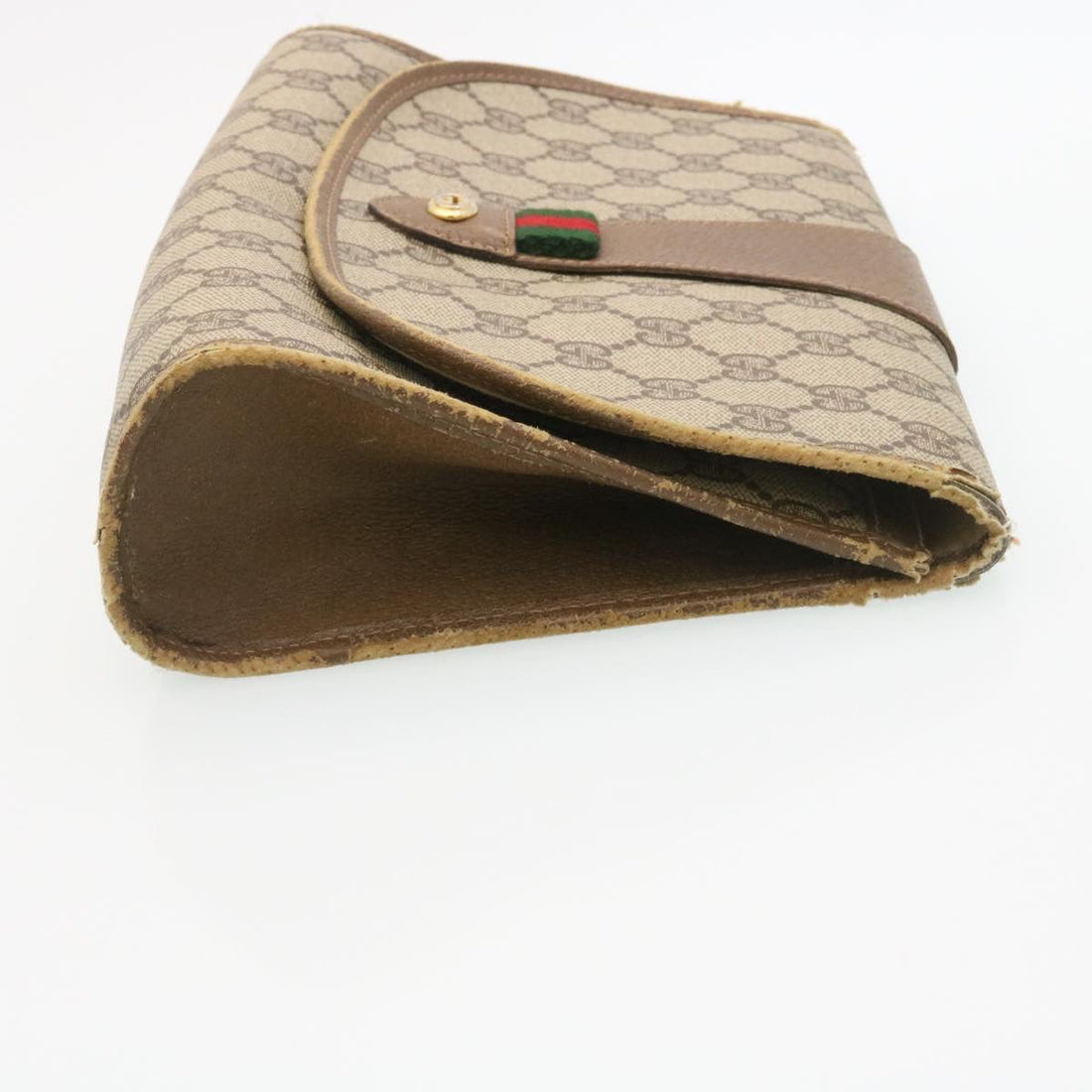 GUCCI Web Sherry Line GG Canvas Clutch Bag Beige Red Green ki1633