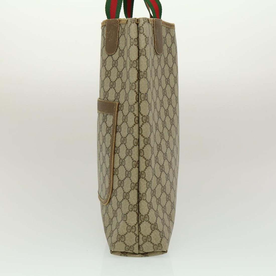 GUCCI Web Sherry Line GG Canvas Tote Bag Red Green Brown ki1846