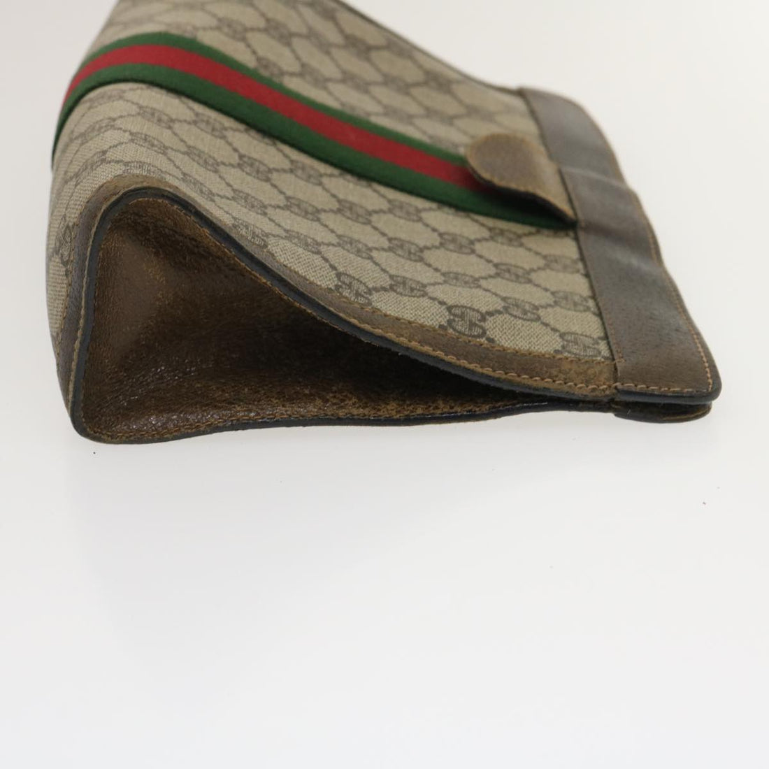 GUCCI Web Sherry Line GG Canvas Clutch Bag Beige Red Green ki1942