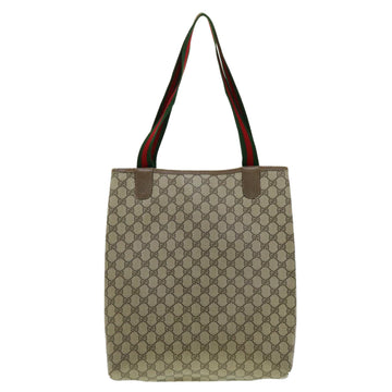 GUCCI Web Sherry Line GG Canvas Tote Bag PVC Leather Beige Green Red ki2105