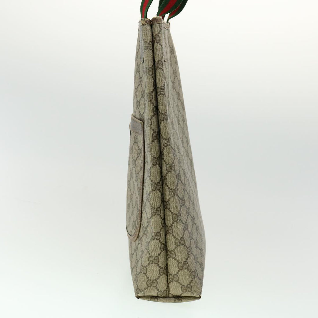 GUCCI Web Sherry Line GG Canvas Tote Bag PVC Leather Beige Green Red ki2105