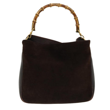 GUCCI Bamboo Shoulder Bag Suede Brown 00117051638 ki2178