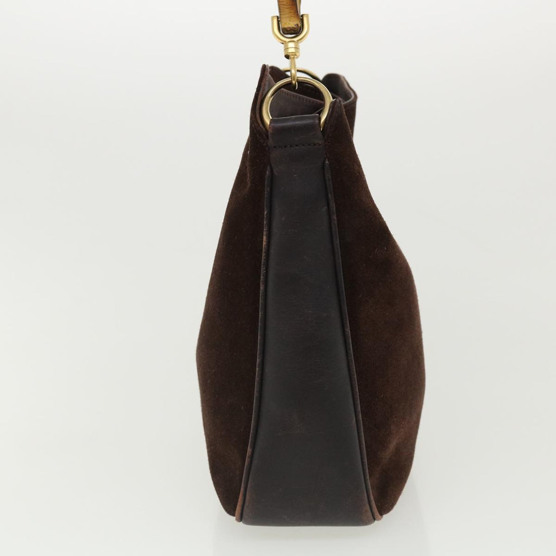 GUCCI Bamboo Shoulder Bag Suede Brown 00117051638 ki2178