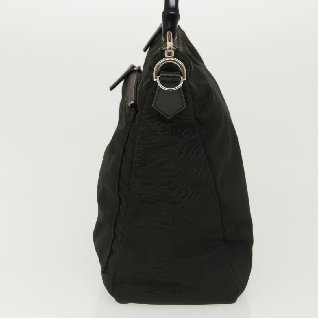 GUCCI Bamboo Shoulder Bag Nylon 2way Khaki 00005092122 ki2191