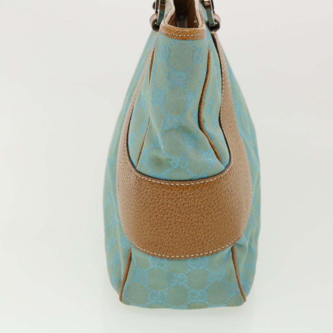 GUCCI GG Canvas Tote Bag Light Blue Brown 113011 ki2206