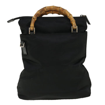 GUCCI Bamboo Hand Bag Nylon Black ki2495