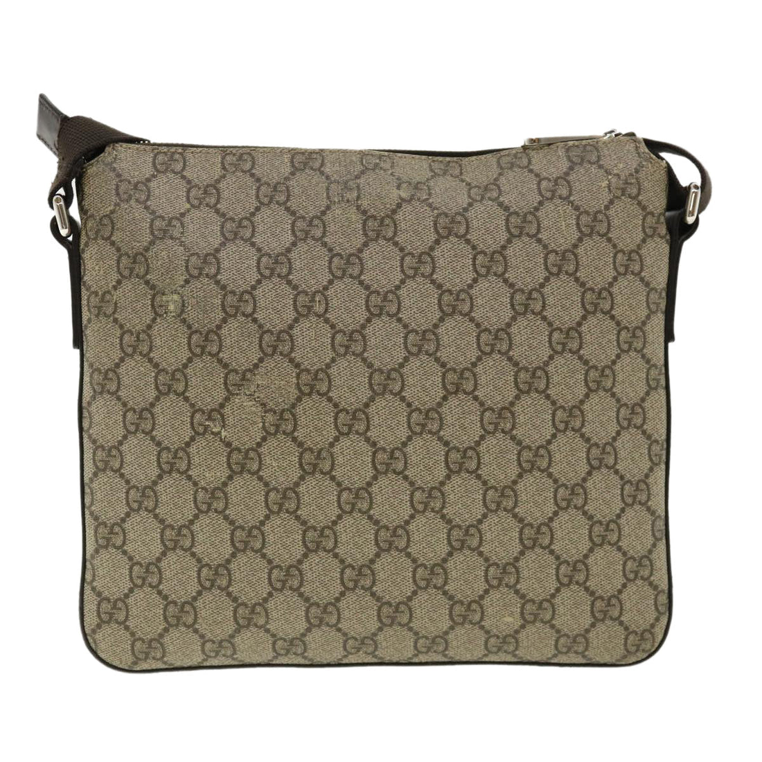 GUCCI GG Canvas Shoulder Bag PVC Leather Beige Dark Brown 406410 ki2534