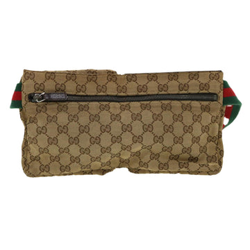 GUCCI Web Sherry Line GG Canvas Waist Bag Beige Green Red 28566 ki2644