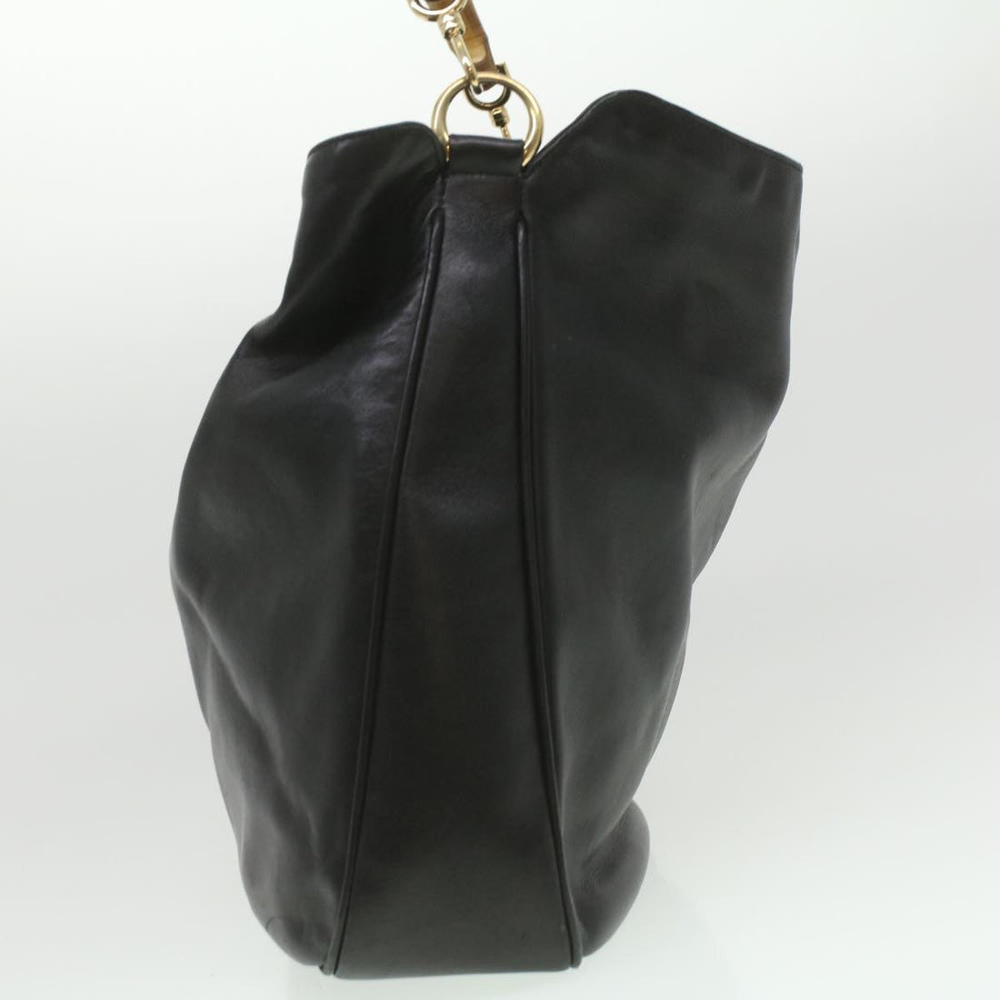 GUCCI Bamboo Shoulder Bag Leather 2way Black 001.1577.200047 ki2750