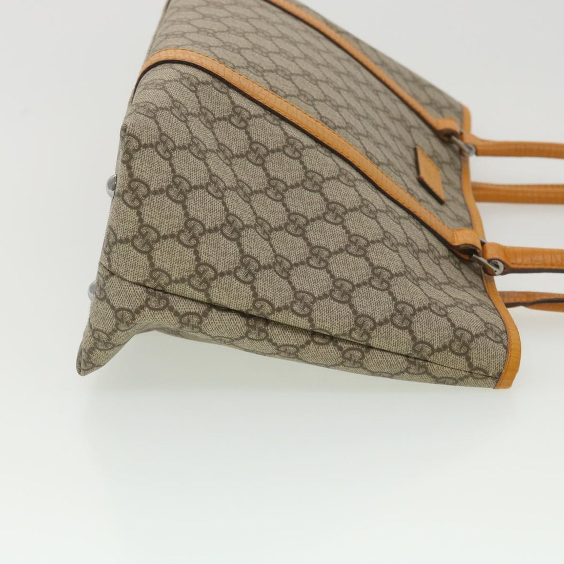 GUCCI GG Canvas Tote Bag PVC Leather Orange Beige 114595 ki2771