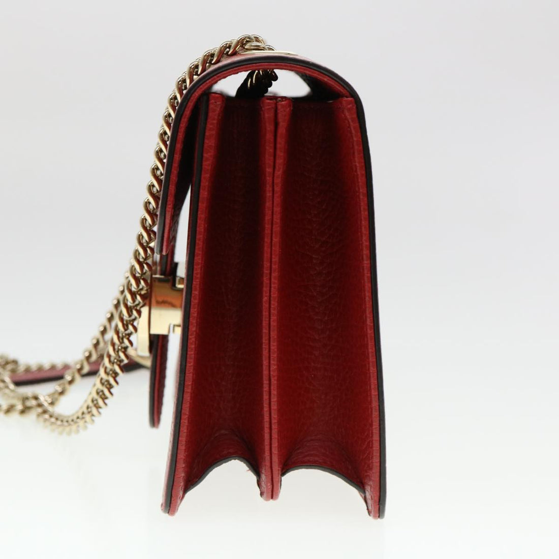 GUCCI Chain Interlocking Shoulder Bag Leather Red 510304 ki2778