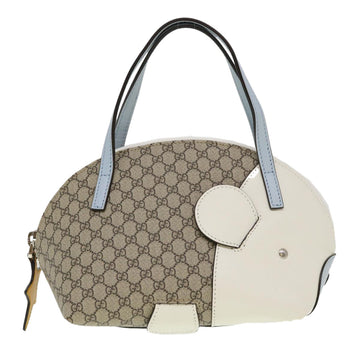 GUCCI GG Canvas Bear Hand Bag PVC Leather Beige ki2797