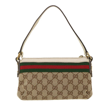 GUCCI GG Canvas Web Sherry Line Hand Pouch Beige Green Red 145970 ki2874