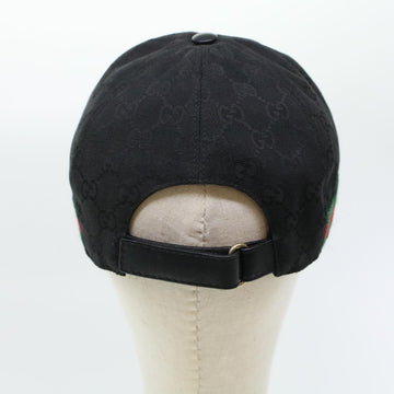 GUCCI GG Canvas Web Sherry Line Cap L Black Red Green 200035 ki2898