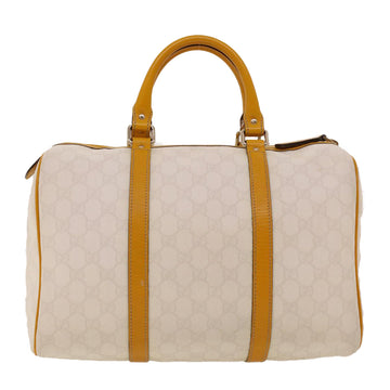 GUCCI GG Canvas Boston Bag PVC Leather White Yellow 193603 ki2920