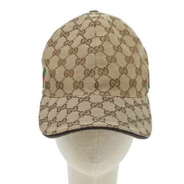 GUCCI GG Canvas Web Sherry Line Cap L Beige Red Green 200035 ki2942