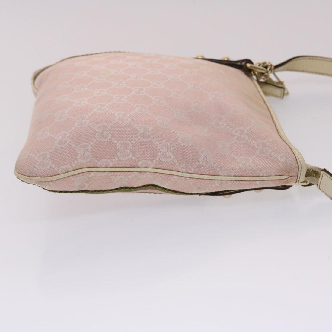 GUCCI GG Canvas Sherry Line Shoulder Bag Pink Khaki 144388 ki3108