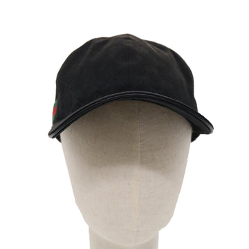 GUCCI GG Canvas Web Sherry Line Cap M 58 Black Green 200035 601564 ki3120