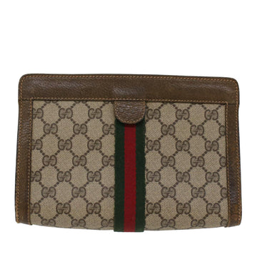 GUCCI GG Canvas Web Sherry Line Clutch Bag Beige Red 67.014.2125 ki3236