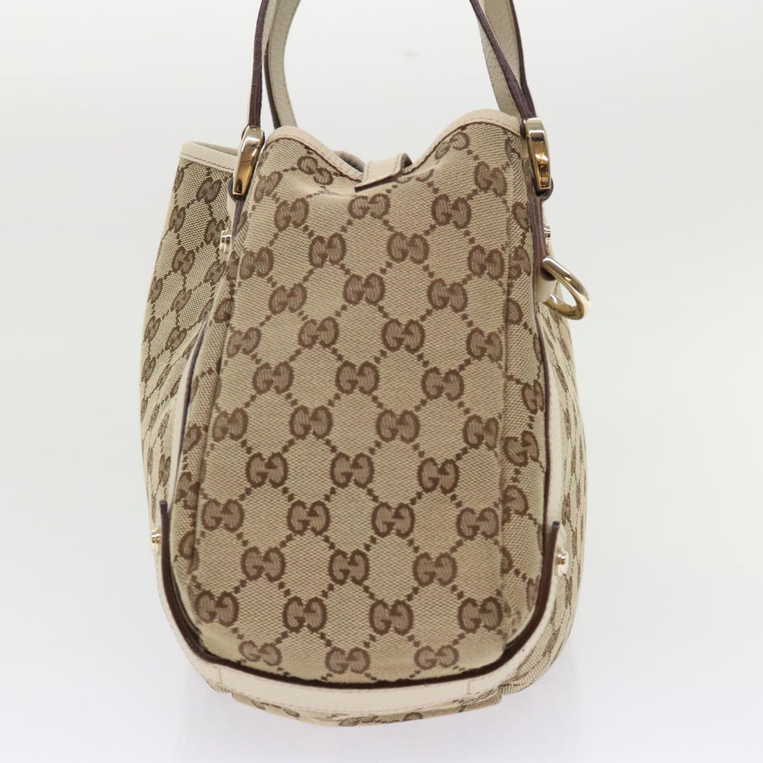 GUCCI GG Canvas Abbey Tote Bag Leather Beige 130736 ki3253