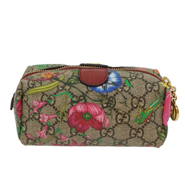 GUCCI GG Canvas Floral Pouch PVC Leather Beige Pink ki3268