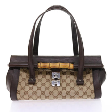 GUCCI GG Canvas Bamboo Hand Bag Beige 111713 ki3323