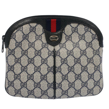 GUCCI GG Canvas Sherry Line Shoulder Bag PVC Leather Gray Navy Red ki3325