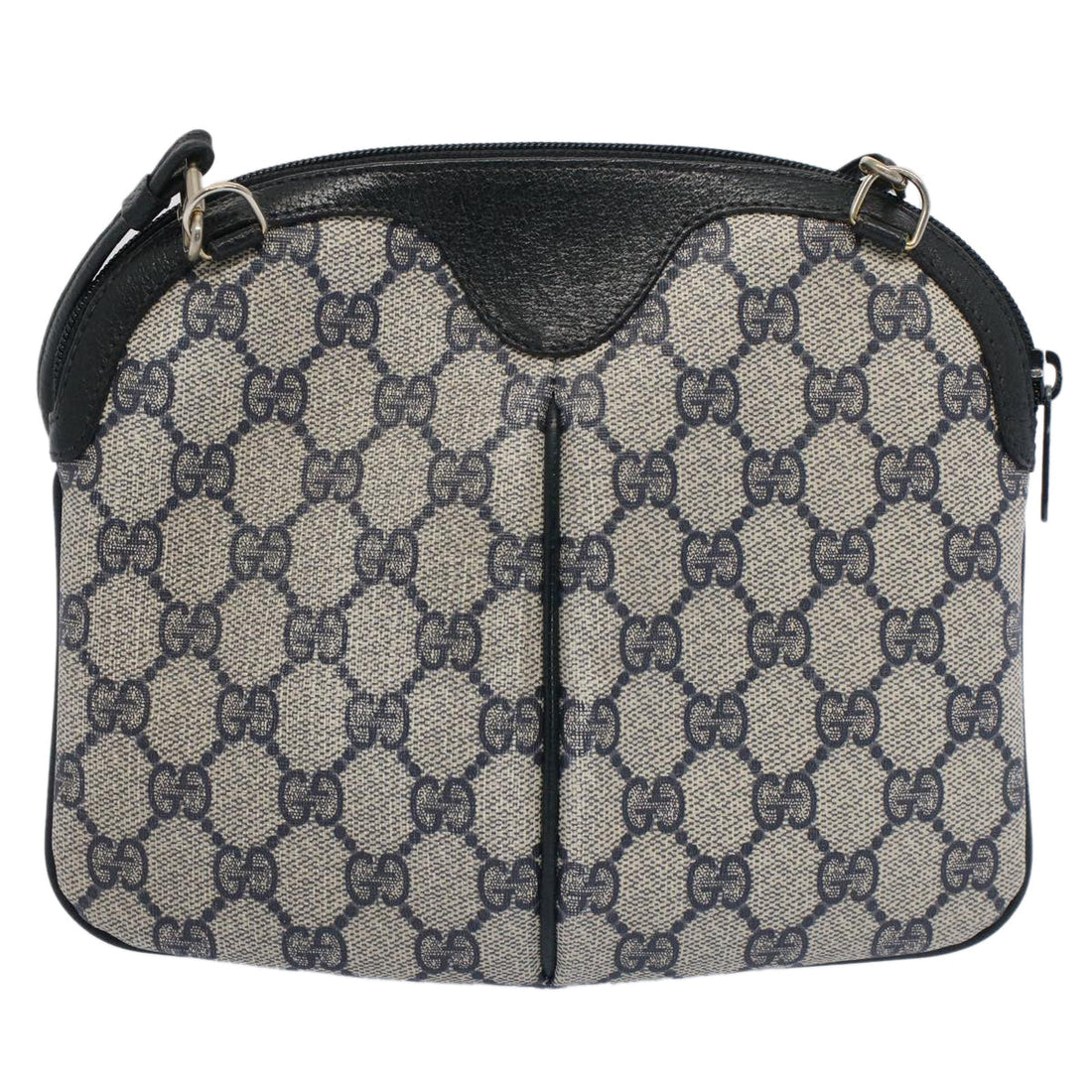 GUCCI GG Canvas Sherry Line Shoulder Bag PVC Leather Gray Navy Red ki3325