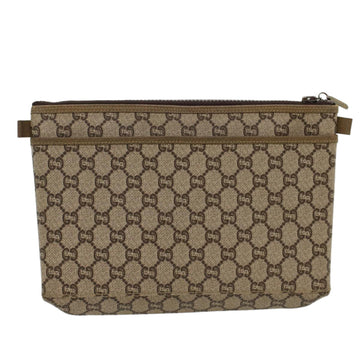 GUCCI GG PLUS Canvas Clutch Bag PVC Leather Beige ki3327