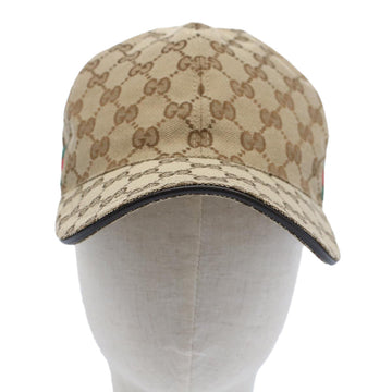 GUCCI GG Canvas Web Sherry Line Baseball Cap M Beige Green 200035 ki3339