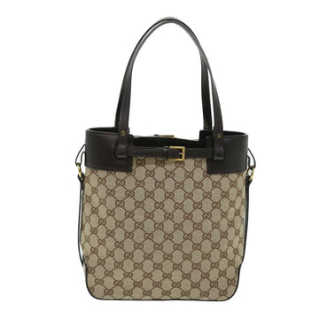 GUCCI GG Canvas Tote Bag Canvas Leather Beige Brown 107757 ki3340